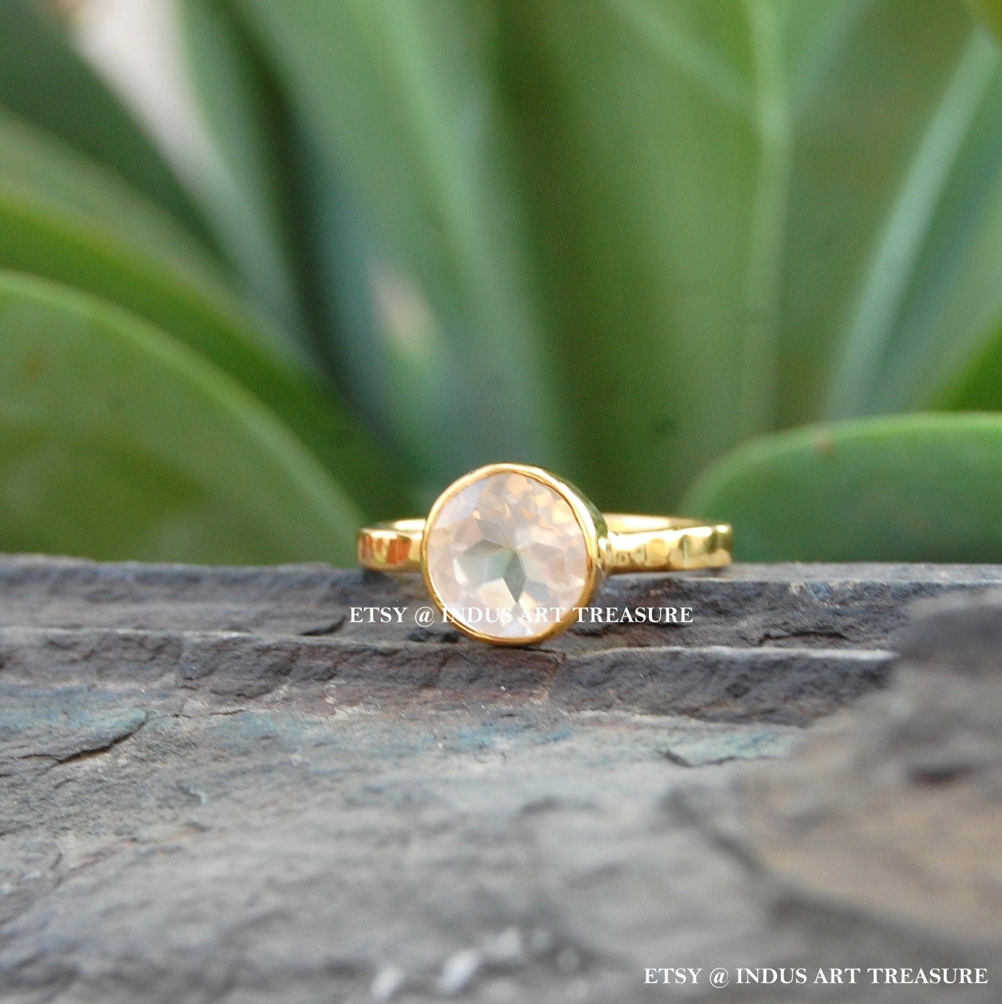 Rose Quartz Gold Plated Ring