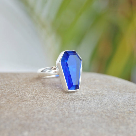 Cobalt Blue Coffin Shape Ring