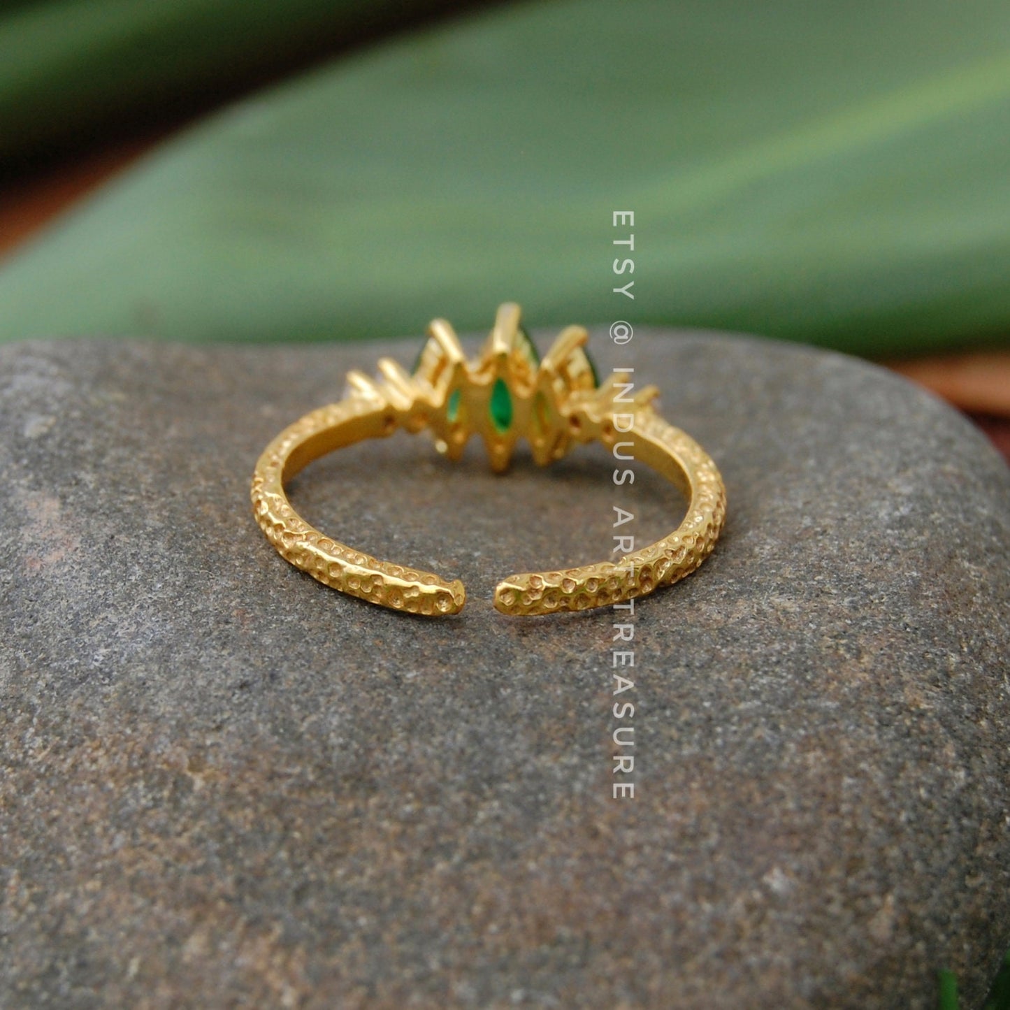 Emerald Dainty Gold Plated Ring