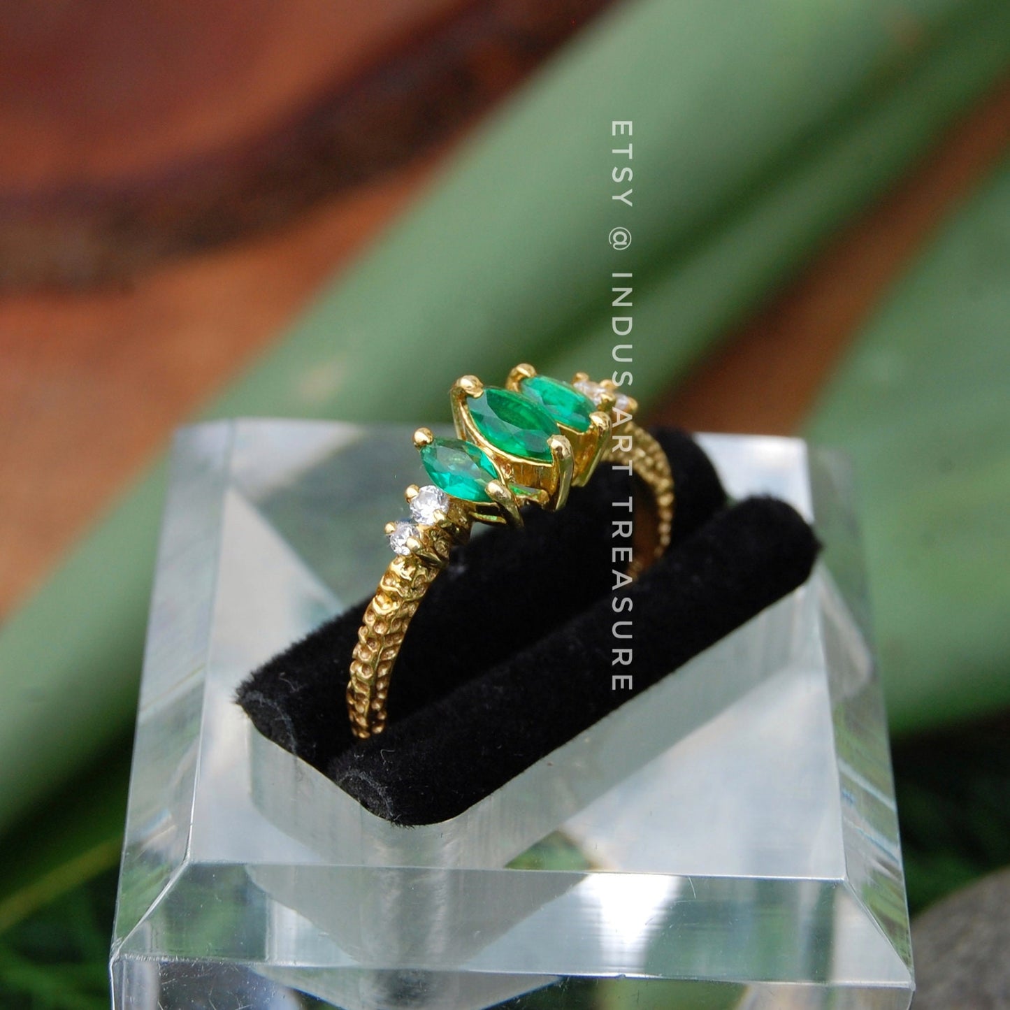 Emerald Dainty Gold Plated Ring