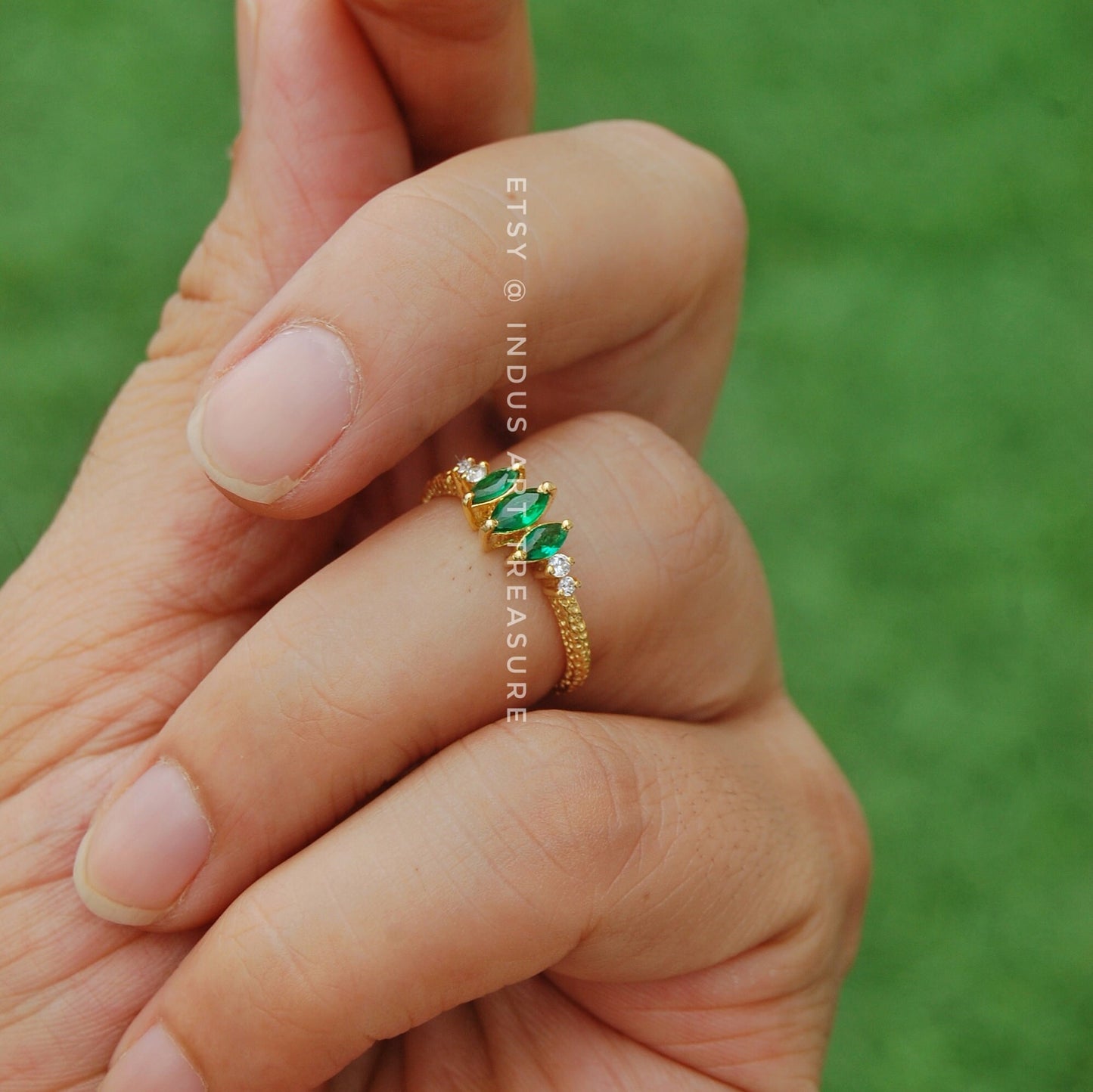 Emerald Dainty Gold Plated Ring