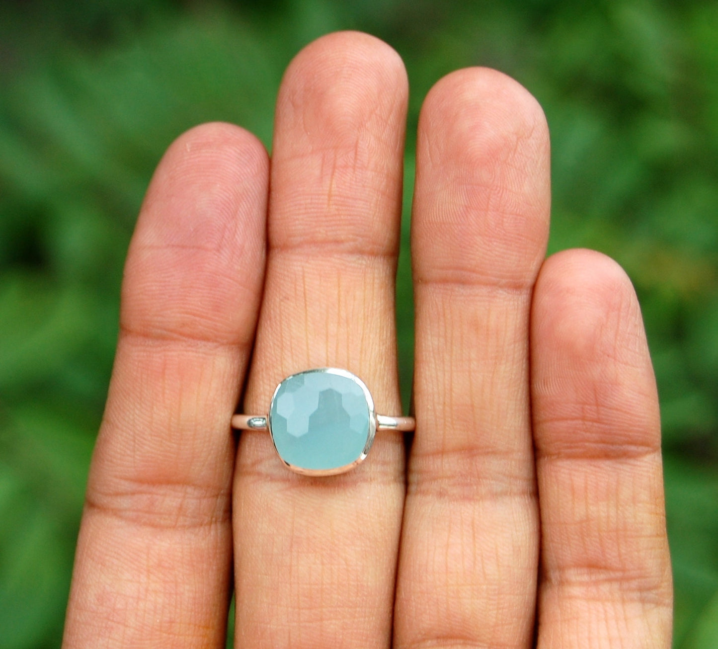 Aqua Chalcedony Ring
