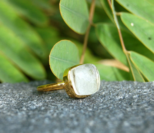 Clear Crystal 18k Gold Plated Ring