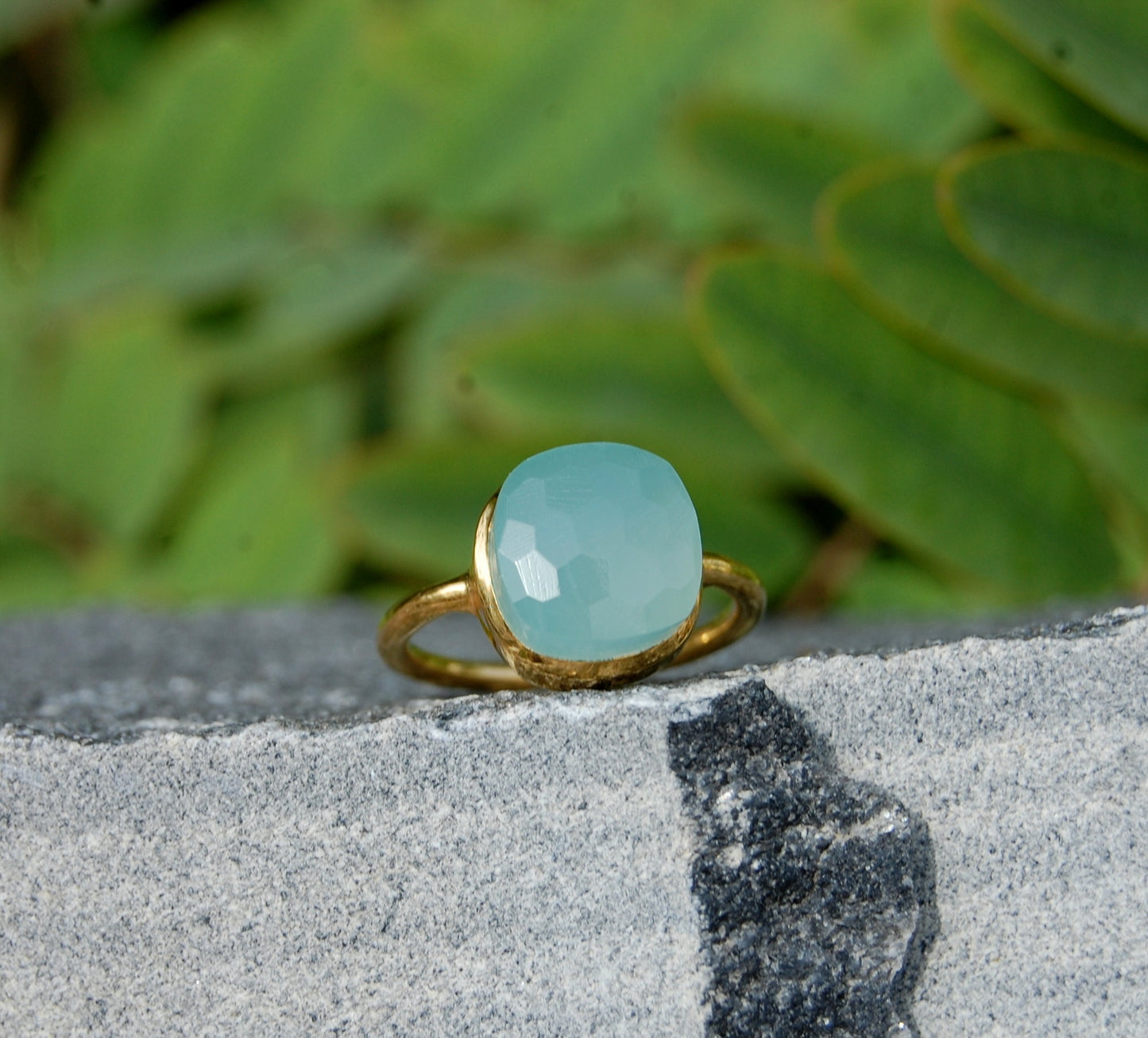 Aqua Chalcedony Ring