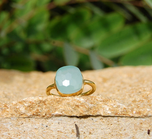 Aqua Chalcedony Ring