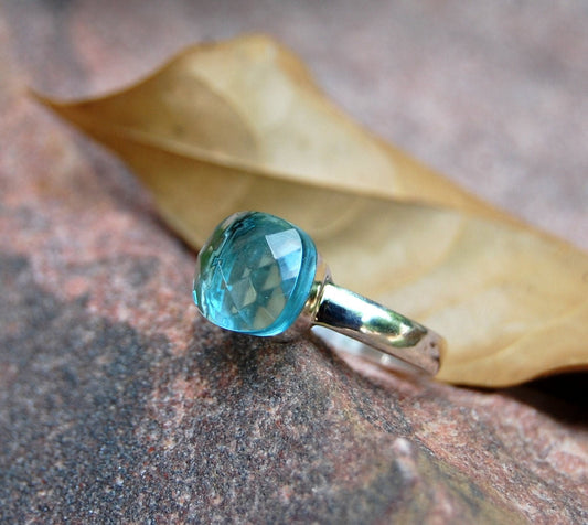 Blue Topaz Honey Comb Ring