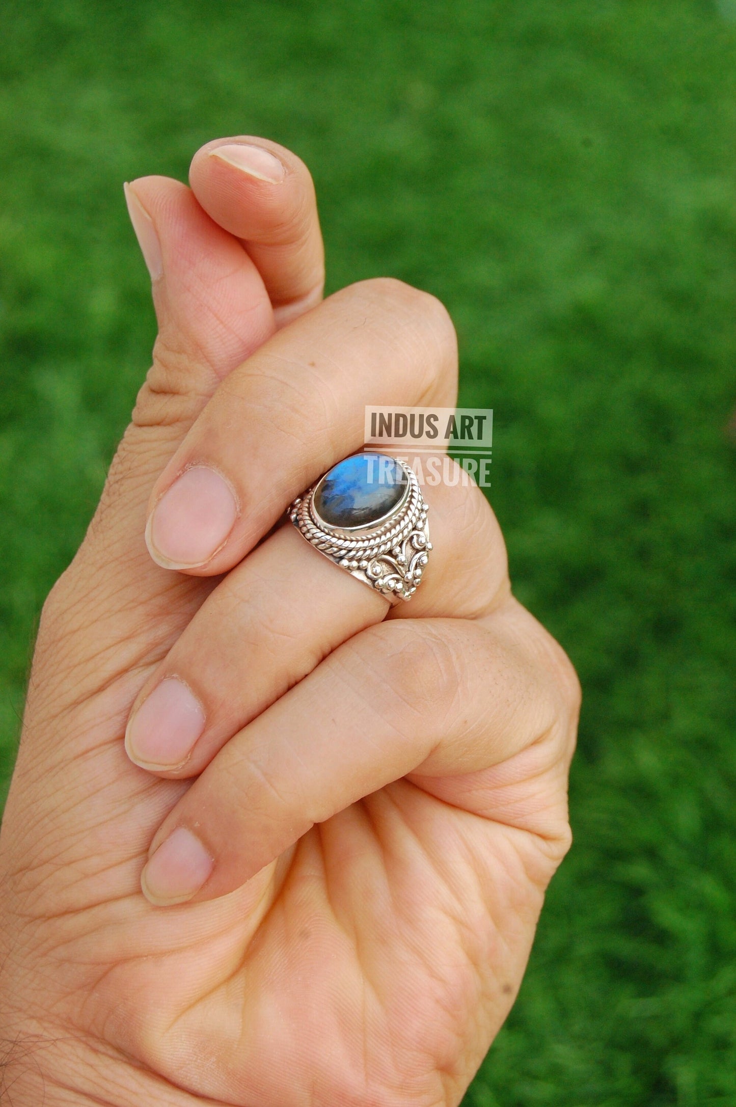 Blue Labradorite Boho Ring
