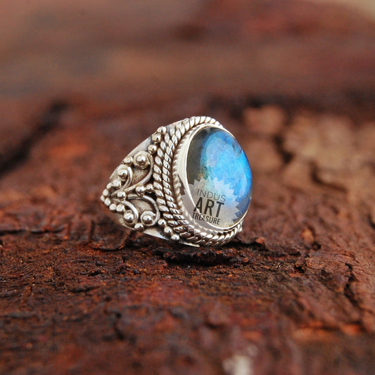 Blue Labradorite Boho Ring