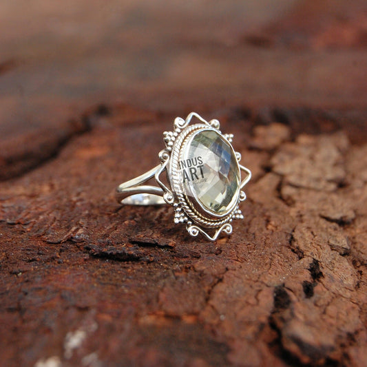 Lemon Quartz Boho Ring