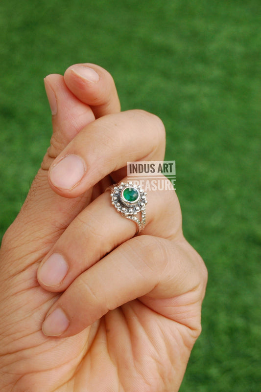Green Onyx Silver Ring