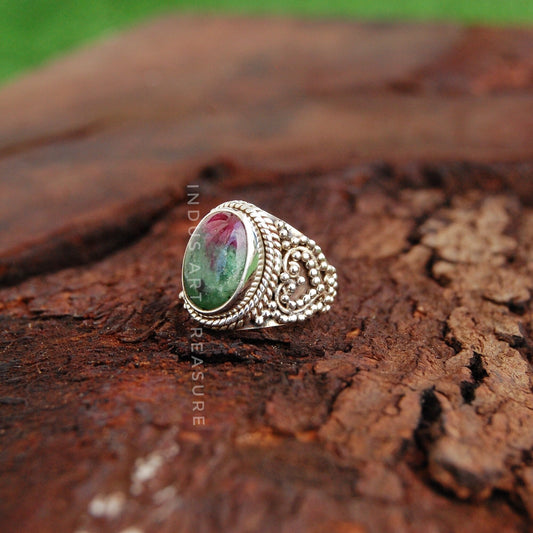 Ruby Zoisite Boho Ring