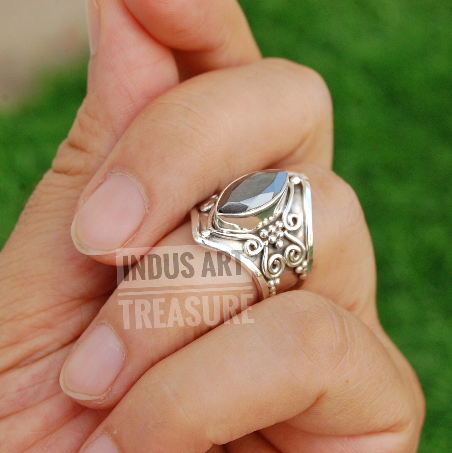 Hematite Boho Ring