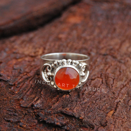Orange Carnelian Boho Ring
