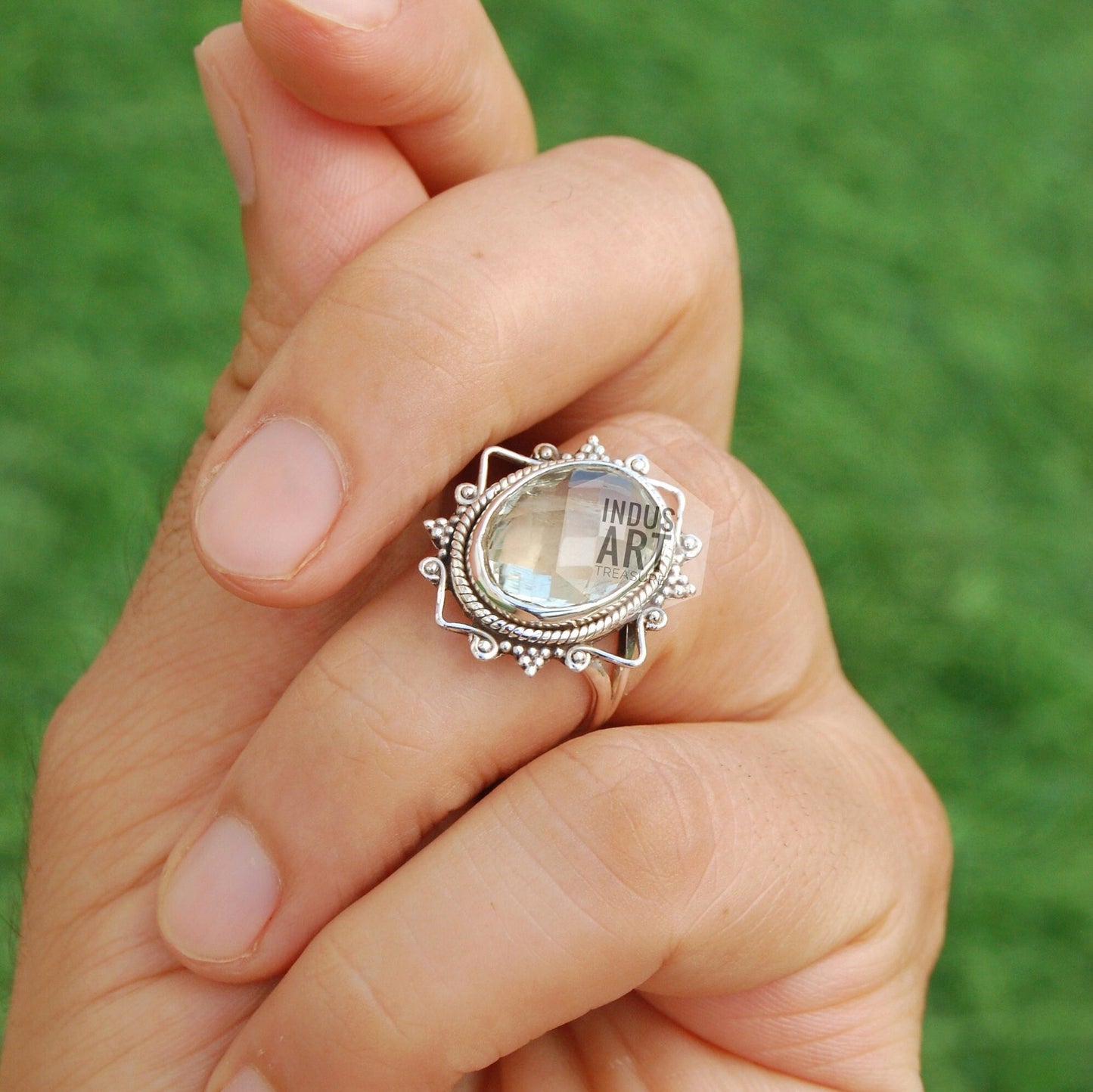 Lemon Quartz Boho Ring