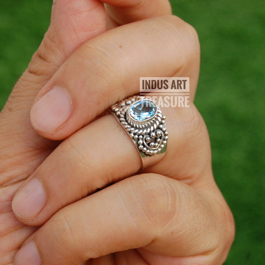 Vintage Style Blue Topaz Ring