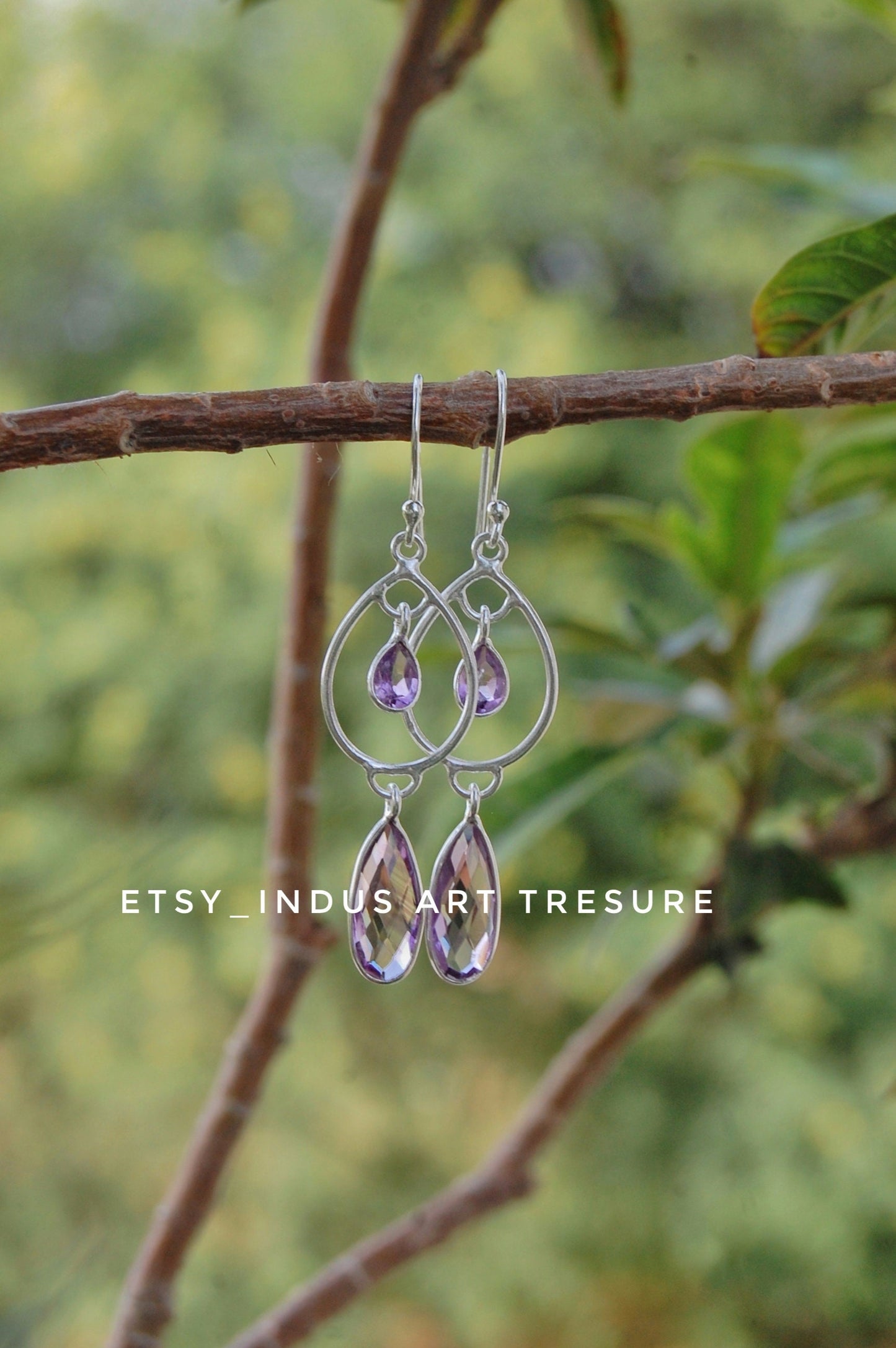 Amethyst Long Dangle Earrings