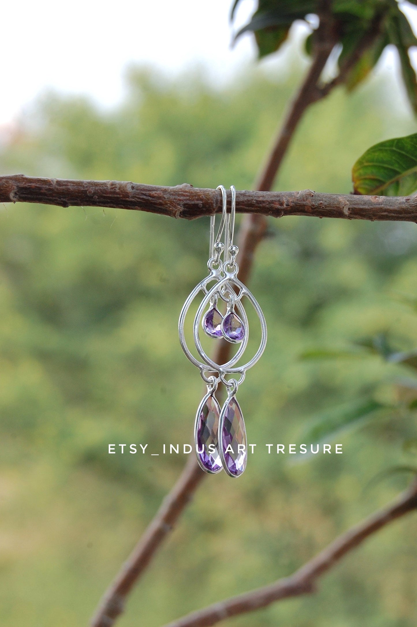 Amethyst Long Dangle Earrings