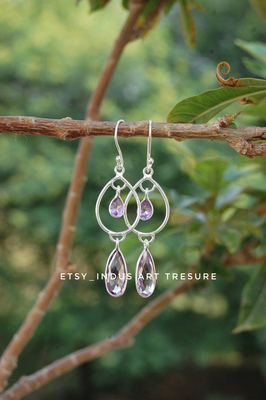 Amethyst Long Dangle Earrings
