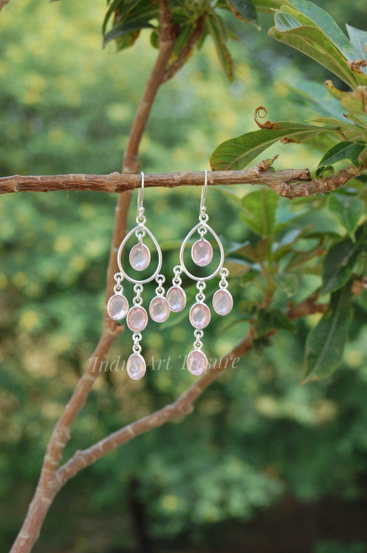 Rose Quartz  Dangle Earrings