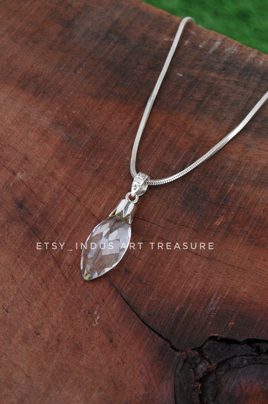 Clear Quartz Marquise Cut Pendant