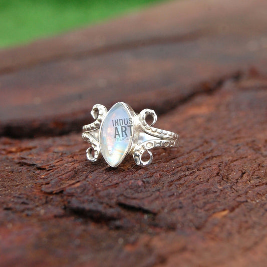 Rainbow Moonstone Boho Ring