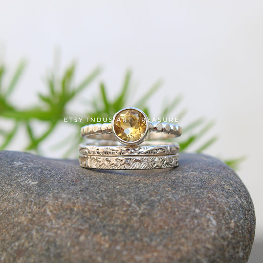 Citrine Stacking Ring Set