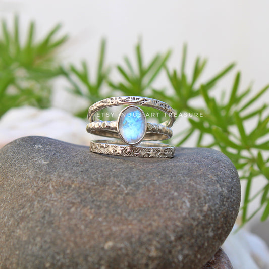 Moonstone Stacking Ring Set