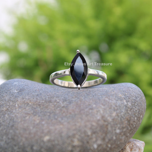 Black Onyx Marquise Ring