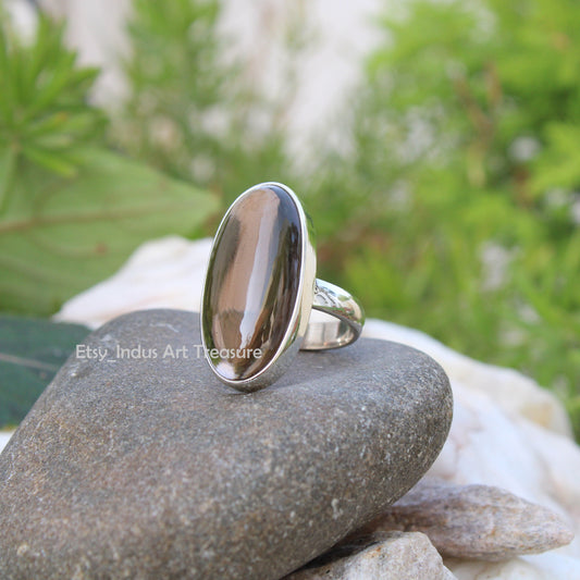 Smoky Quartz Long Oval Ring