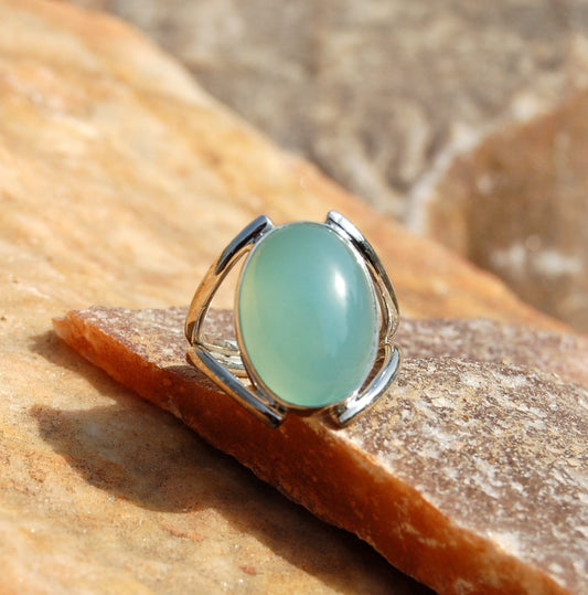 Aqua Chalcedony Ring