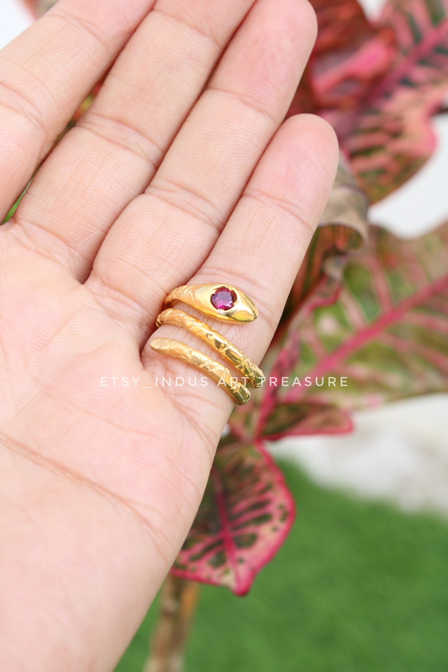 Elegant Ruby Snake Ring