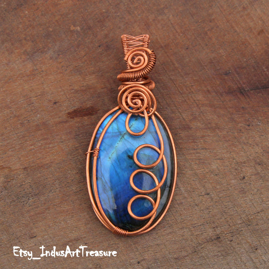 Blue Labradorite Wire wrap Pendant