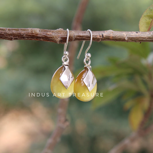 Yellow Onyx Drop Earrings