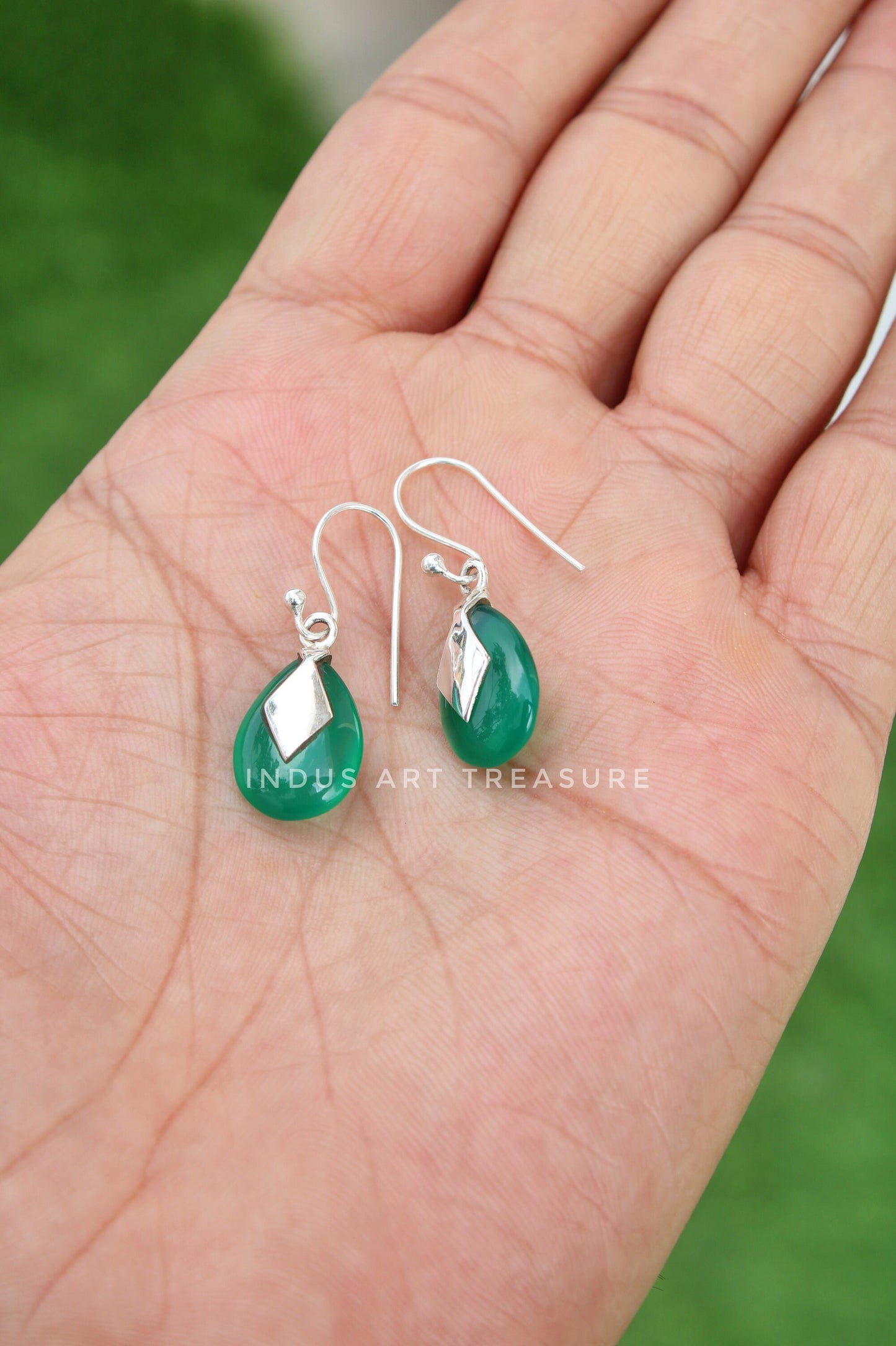 Green Onyx Drop Earrings