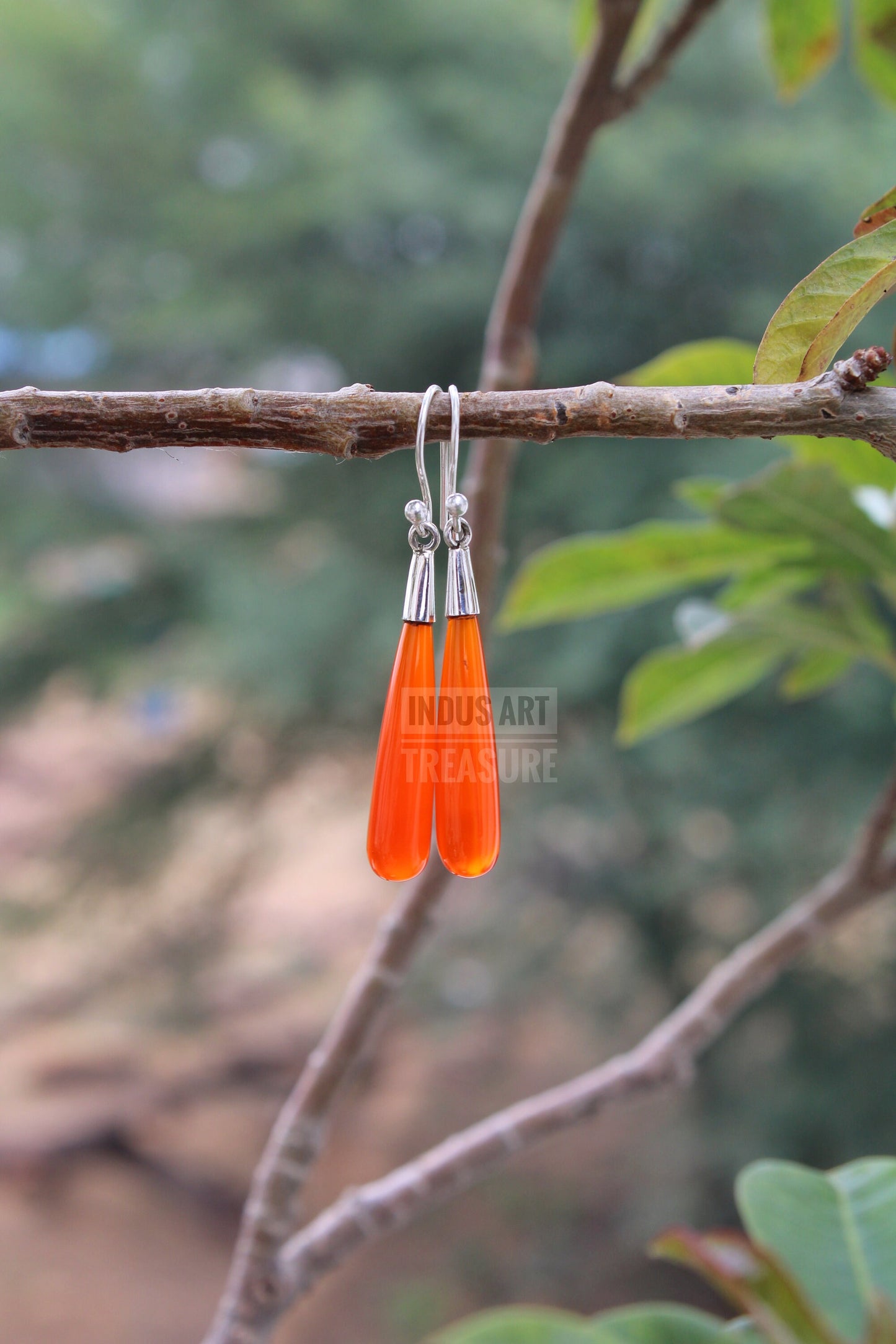 Carnelian Long Drop Earrings