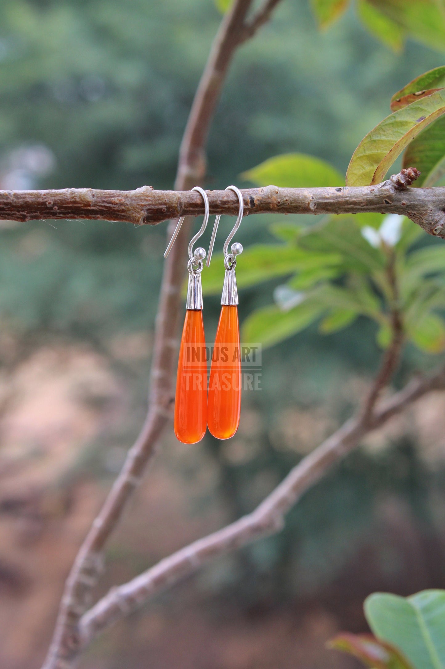 Carnelian Long Drop Earrings