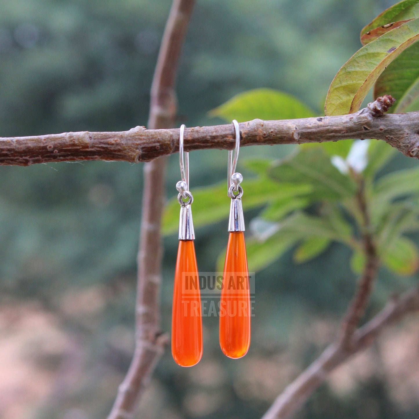 Carnelian Long Drop Earrings