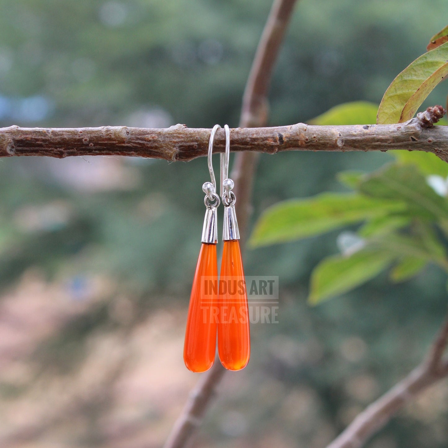 Carnelian Long Drop Earrings