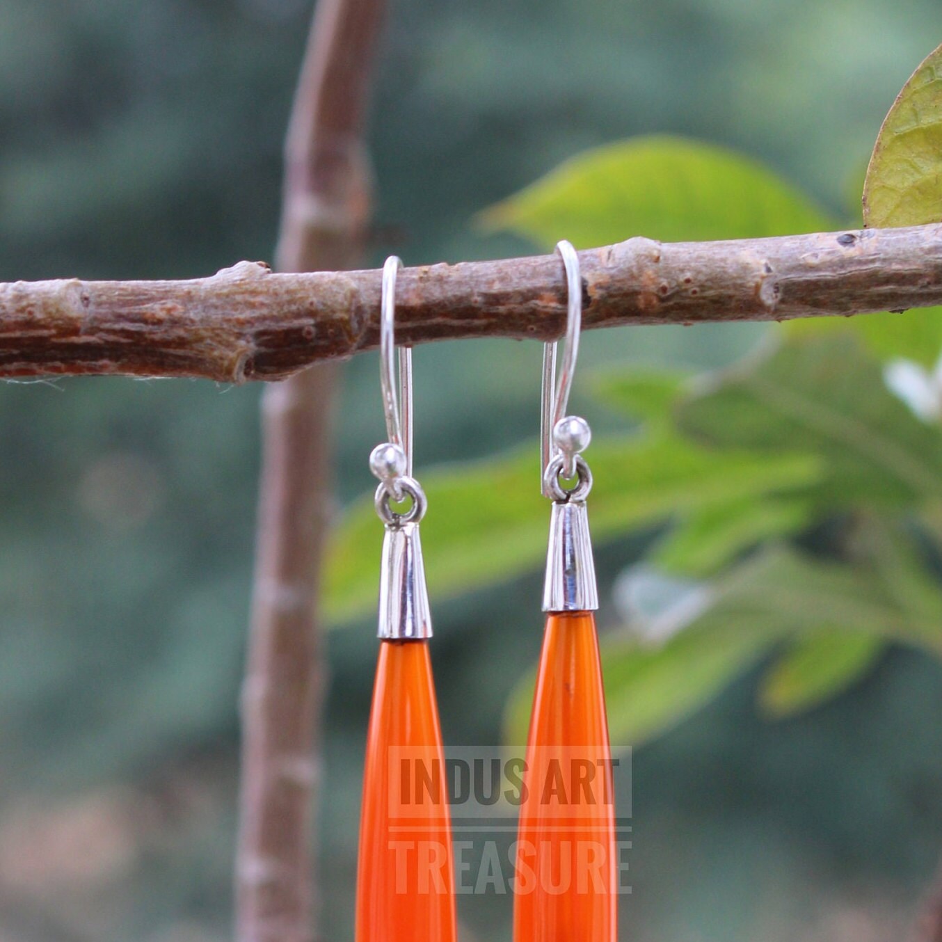 Carnelian Long Drop Earrings