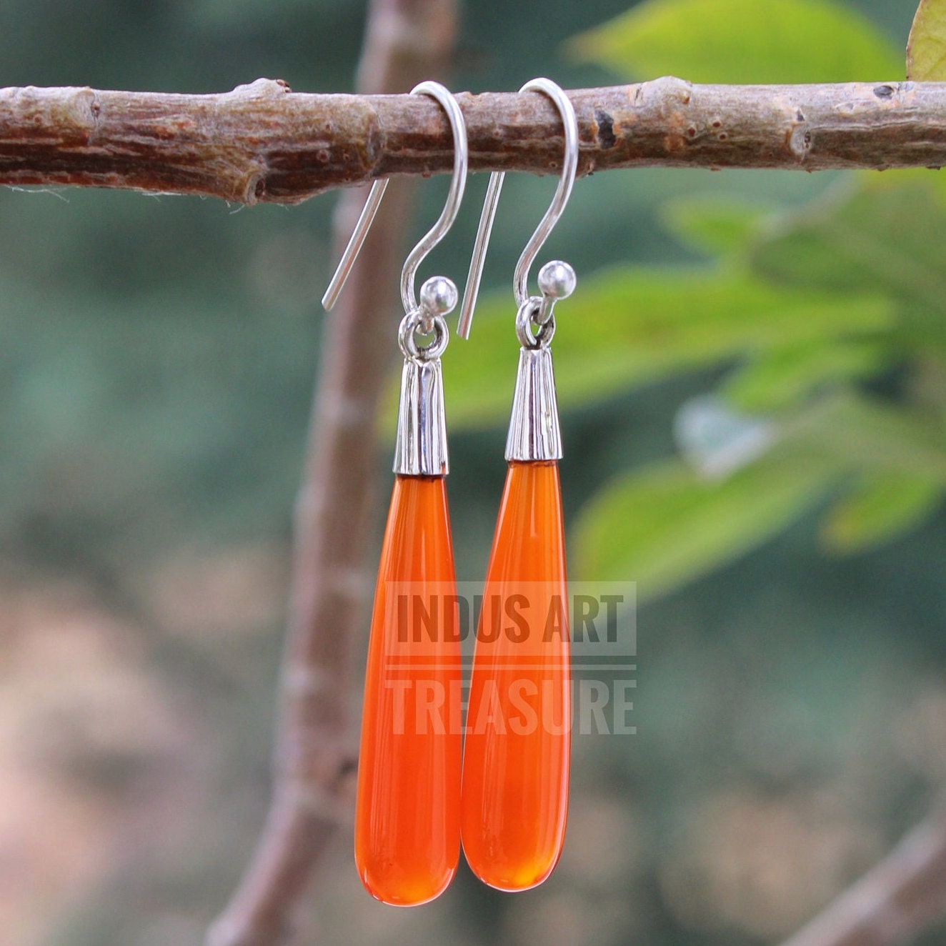 Carnelian Long Drop Earrings