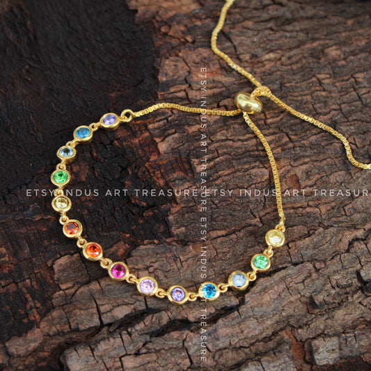 14K Gold Birthstone Bracelets, Personalized Gifts, Multi Birthstone Bracelets, Gemstone Chain Bracelet, Anniversary Gifts, Wedding Jewelry