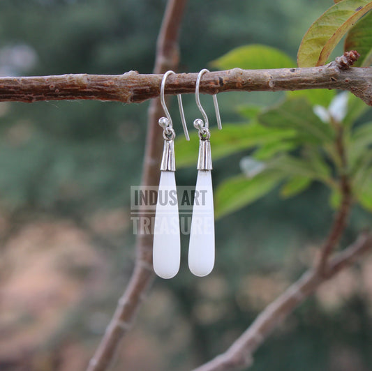 White Quartz 50mm Long Dangle Earrings