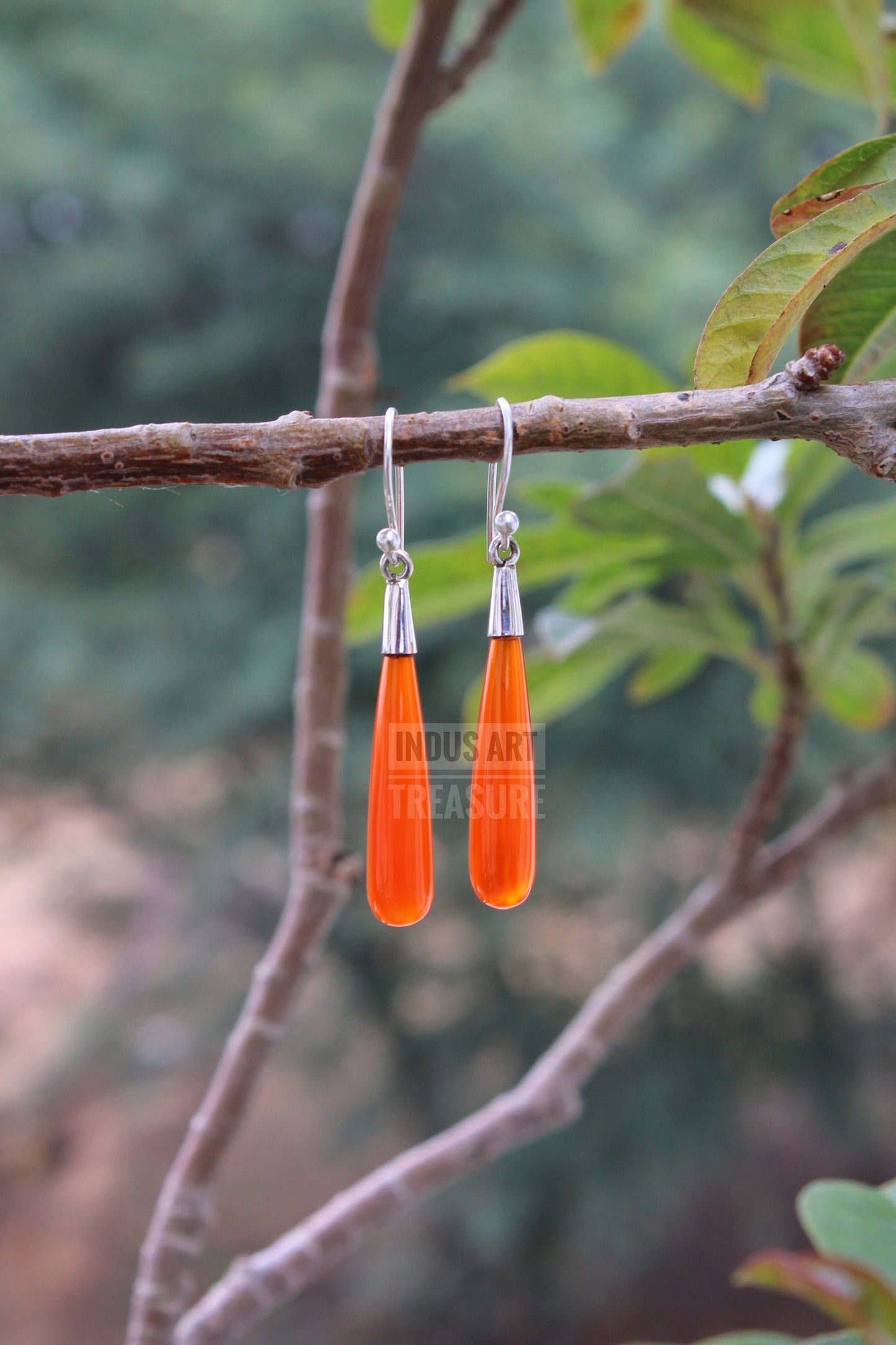 Carnelian Long Drop Earrings