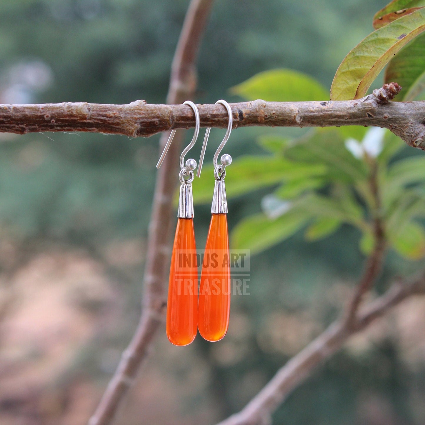 Carnelian Long Drop Earrings
