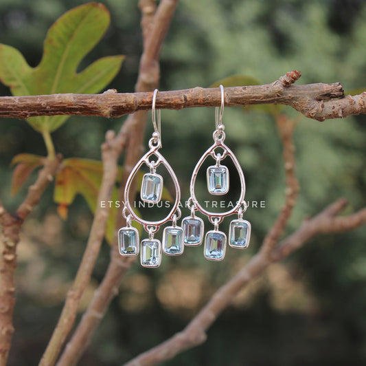 Blue Topaz Dangle Earrings