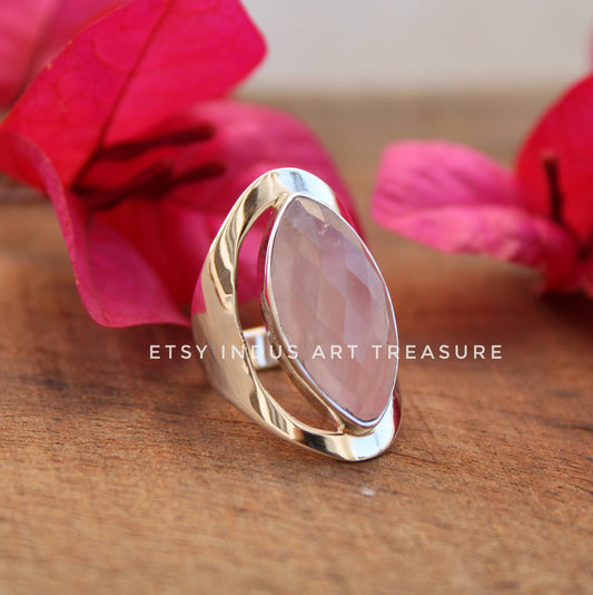 Rose Quartz Statement Ring
