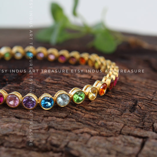 14K Gold Birthstone Bracelets, Personalized Gifts, Multi Birthstone Bracelets, Gemstone Chain Bracelet, Anniversary Gifts, Wedding Jewelry