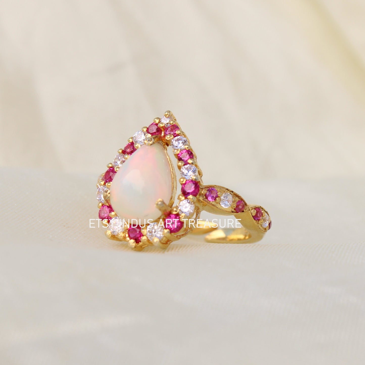 Fire Opal Gold Gemstone Ring