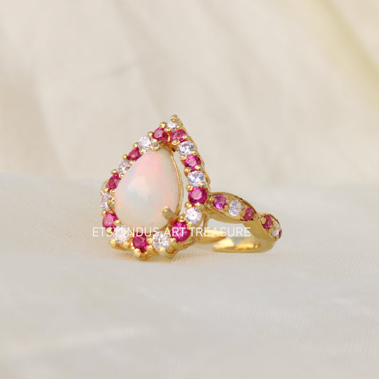 Fire Opal Gold Gemstone Ring