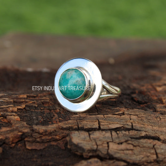 Blue Amazonite Boho Ring